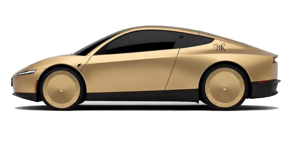 Gold Tesla Cybercab — side profile